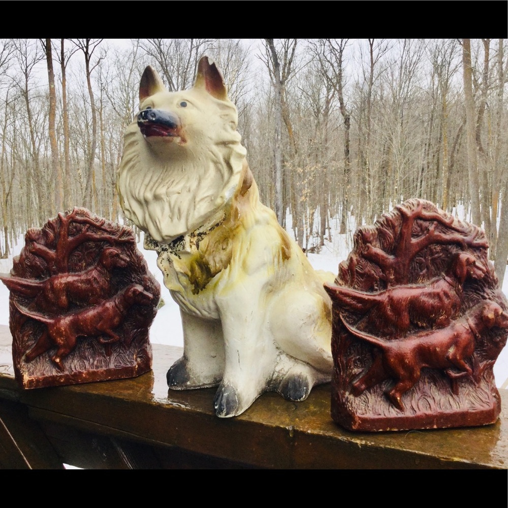 🐕 Vintage Hunting Dog Book Ends Sportsman Resin Rare EVC - Picture 3 of 16